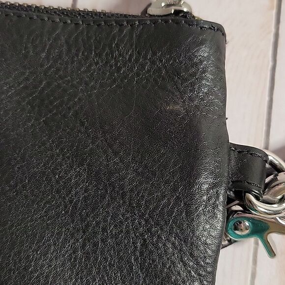 DAY & MOOD PINE CLUTCH BLACK DISTRESSED LEATHER CLUTCH WRISTLET BAG - Picture 10 of 12